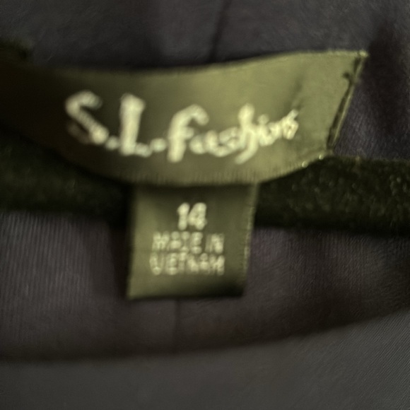 S.L.Fashions sz 14 Navy Layered Tiered Shift Dress w/Beads. Long sleeves - Picture 5 of 5